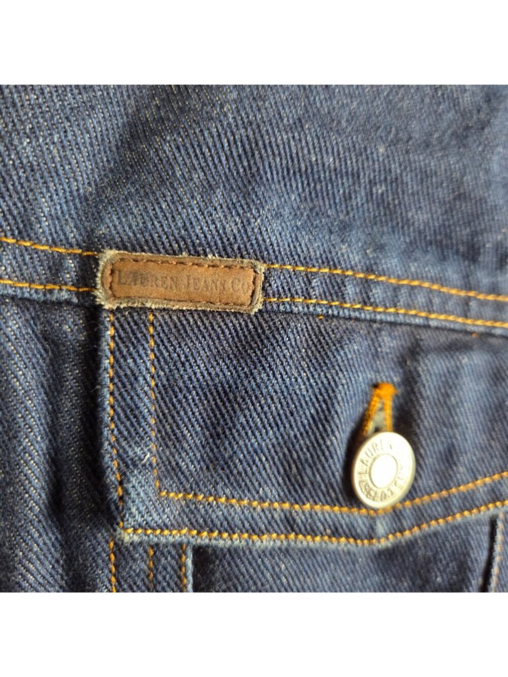 Vintage Ralph Lauren Dark Denim Trucker Jacket w Removable Faux Fur Collar L Y2K - Picture 7 of 12